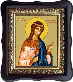 Гликерия Новгородская праведная дева. Икона на холсте в киоте.