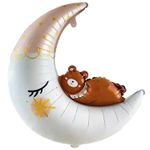 Шар Фольгированный Месяц и Мишка спящий (Белый)