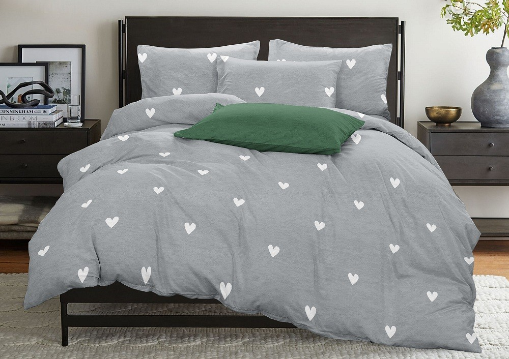 Комплект постельного белья 2 сп БЯЗЬ "True love серый" (нав. 50х70 или 70х70)