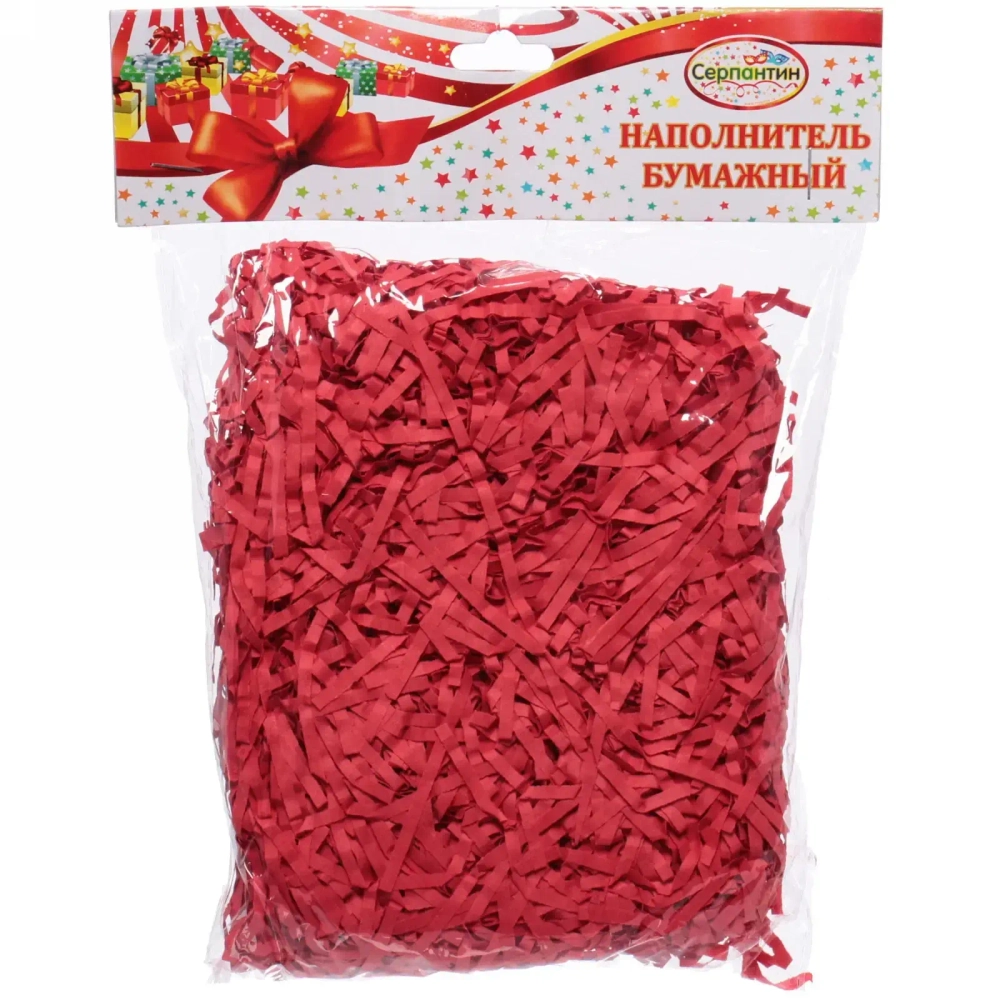 Наполнитель бумажный для подарков «Закат» 50г (гофре), красный