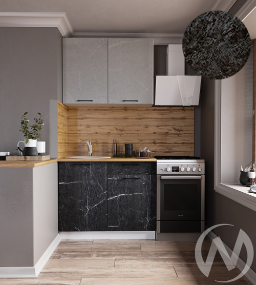 Кухня Мэйбл 1.0м (корпус белый/мрамор лайт; мрамор дарк) 26мм кастилло темный