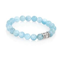 Браслет Денежный импульс из натурального аквамарина с руной Феху из мельхиора