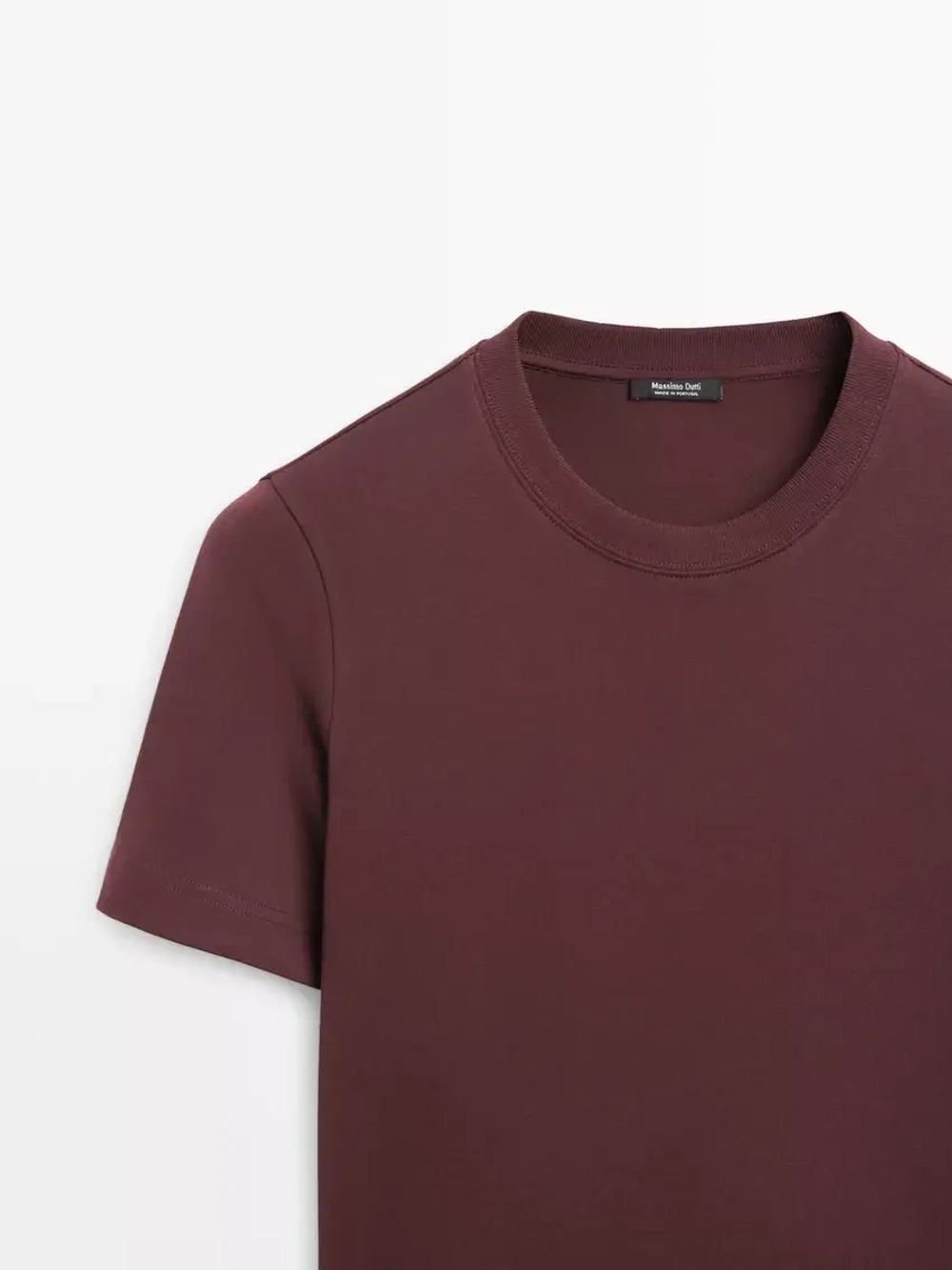 Massimo Dutti Футболка с коротким рукавом из 100% хлопка, бургунди