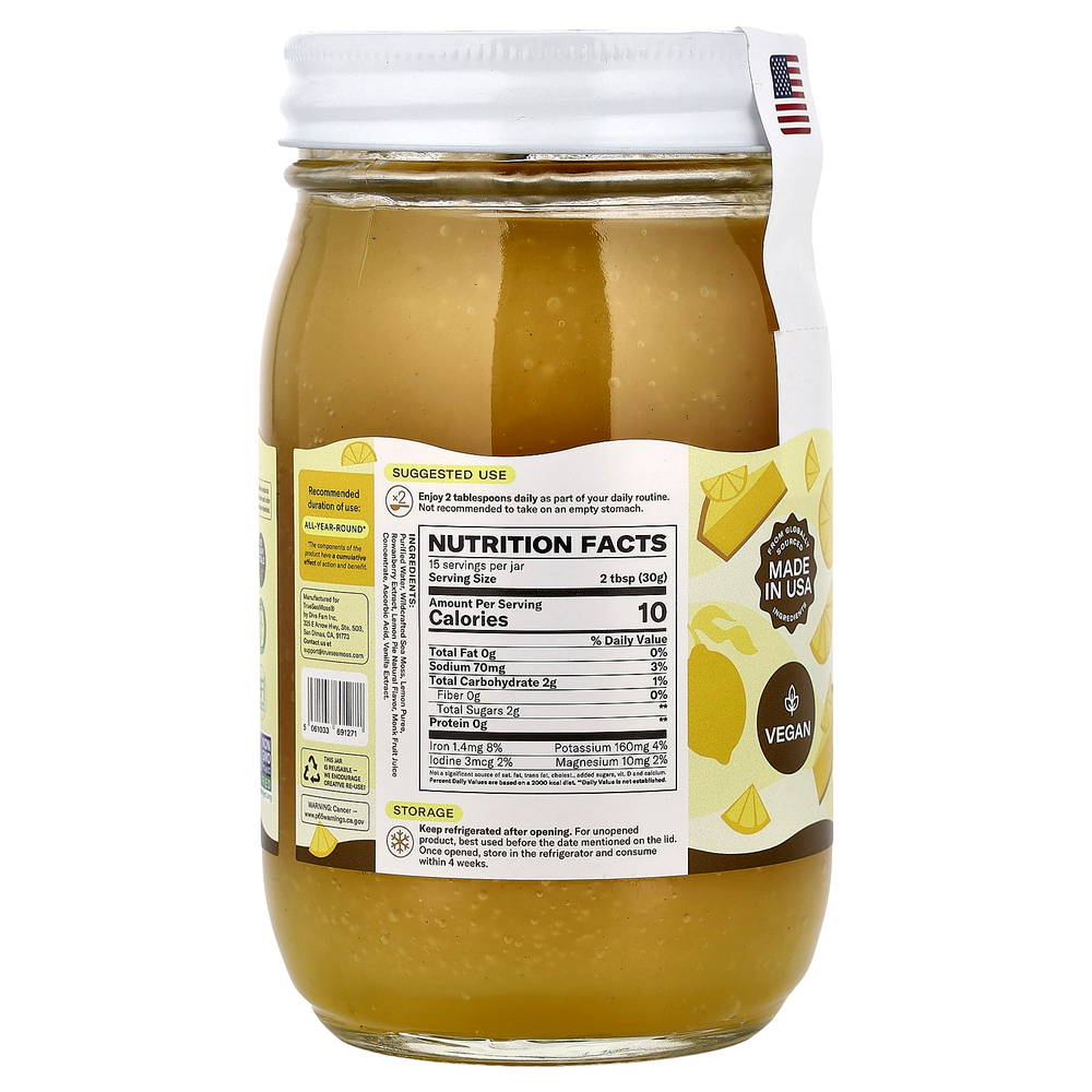 True Sea Moss, гель с суперфудами из морского мха, лимонный пирог, 473 мл (16 жидк. унций)