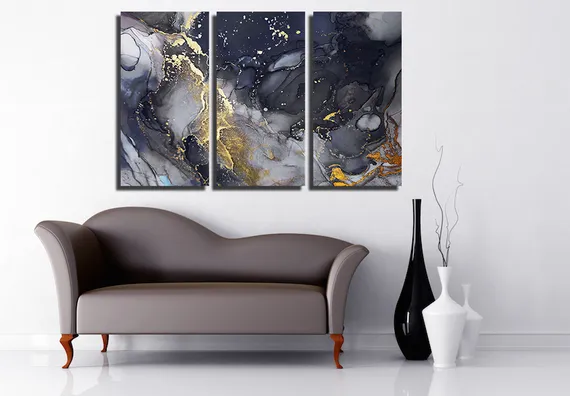 Модульная картина "Абстракция алкогольными чернилами"