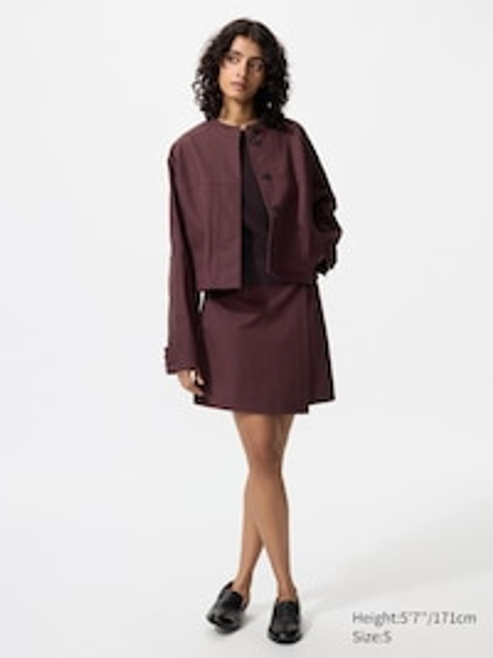 UNIQLO Короткая хлопковая куртка, темно-коричневый