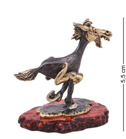 Народные промыслы AM-4159 Фигурка «Лошадь Галоп» (латунь, янтарь)