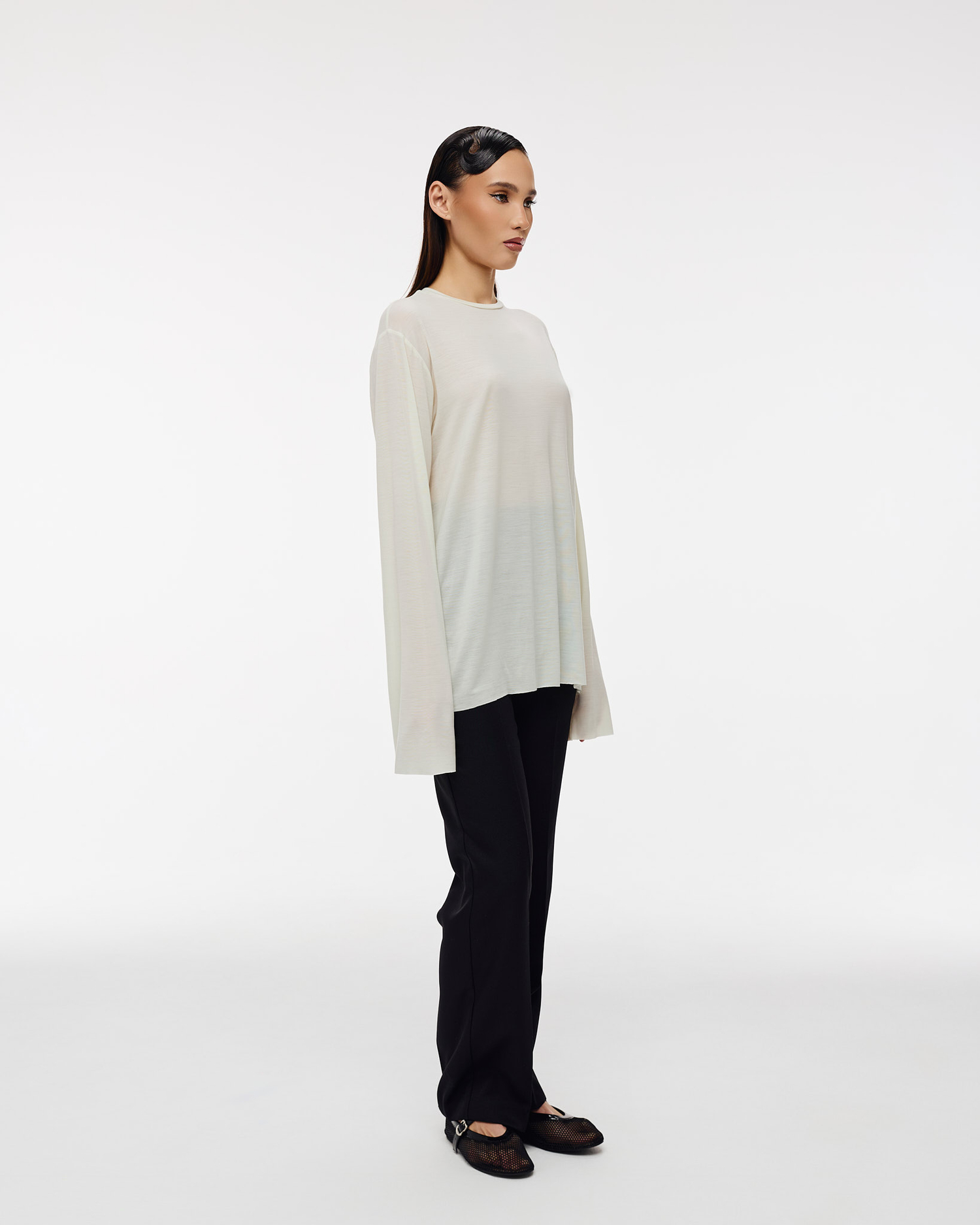 Лонгслив No Name (Ноу нэйм) тонкий трикотаж айвори