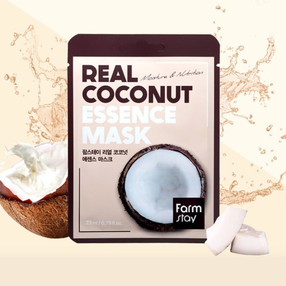 Тканевая маска для лица FarmStay с экстрактом кокоса Real Coconut Essence Mask, 30 мл. Страна производитель: Корея (Уход за лицом)