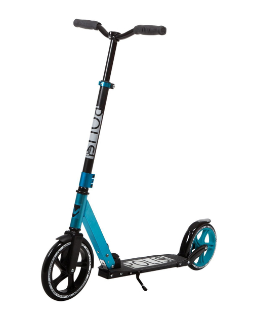 Самокат для детей NOVATRACK POLIS PRO, 230/200 мм, складной с кнопкой, черный