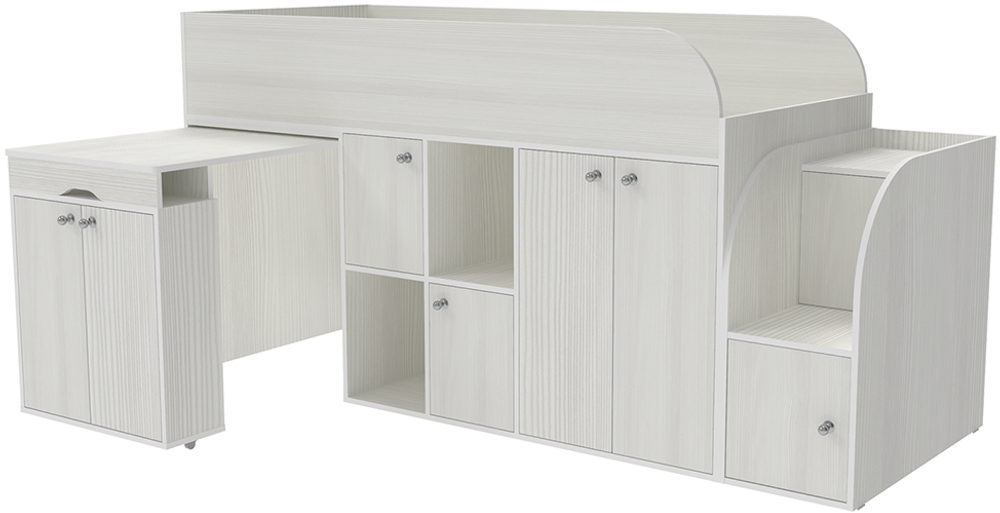 Кровать-чердак КарИВи Малыш 3 Белое Дерево Белое Дерево