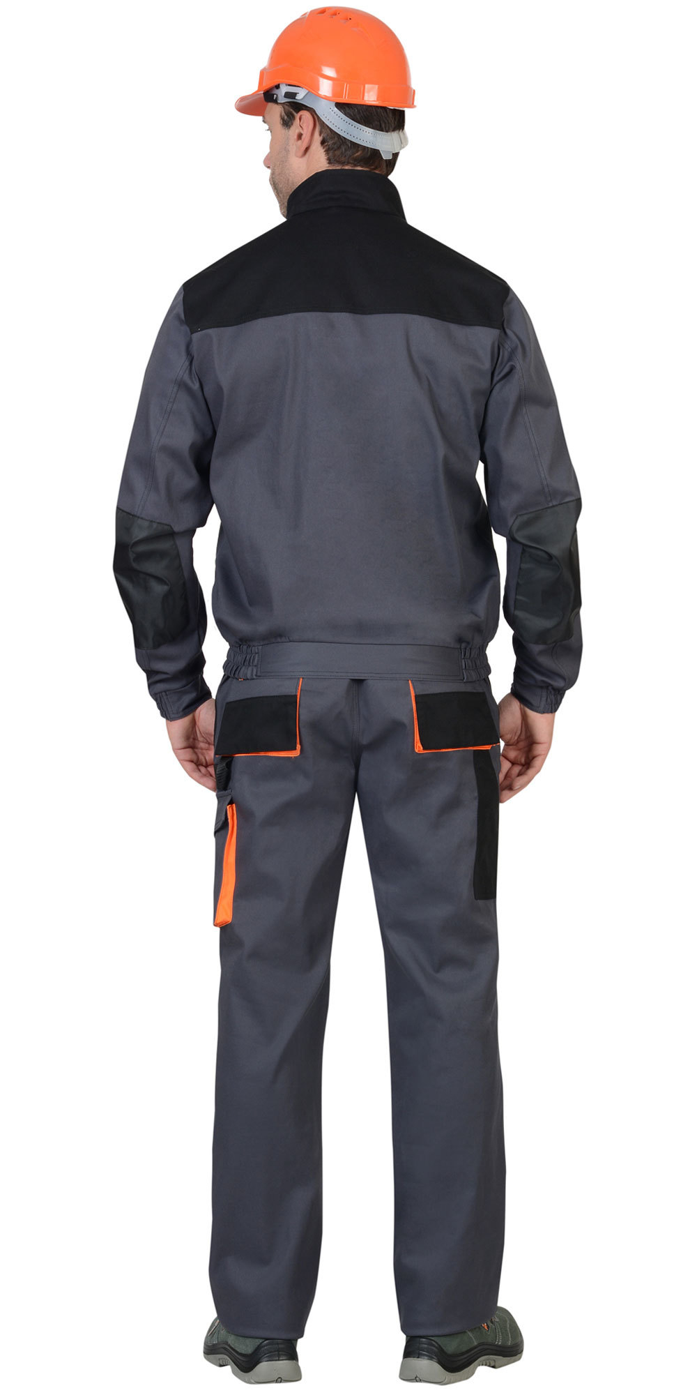 Костюм Nerss-МАНХЕТТЕН куртка, п/к т.серый с оранж. и черным тк. стрейч пл. 250 г/кв.м