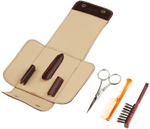 Фото дорожный набор  для усов и бороды IL Ceppo SET-SV075BAFM в коричневом чехле с гарантией