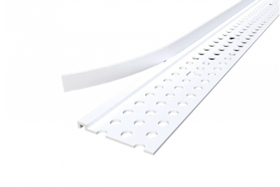 Накладной финишный профиль скользящего примыкания без закрытия торца гипс. на примыкании. Жёсткий ПВХ Дл. 305 см,белый