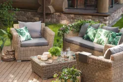 "Капучино" лаунж-зона из искусственного ротанга, цвет соломенный