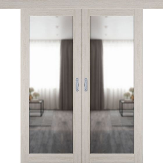 Купить Раздвижная двустворчатая дверь купе Atum Pro 32 Scansom Oak с зеркалом с внешней стороны
