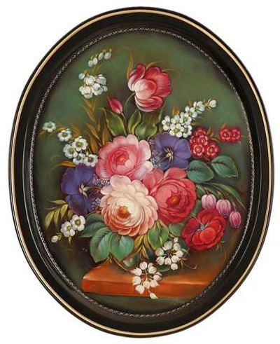 Жостовский поднос декоративный, размер 51х41 см (A26), металлический