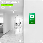 Табличка Аптечка первой помощи, на дверь и стену, информационная и мультиязычная (русский, английский, китайский), серия GLOBAL, 25х15 см, Айдентика Технолоджи