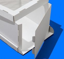 Коробка для торта с окном белая 26х26х30 см