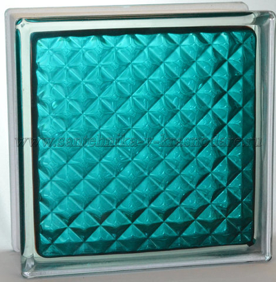 Стеклоблок инка морская волна окрашенный изнутри  Vitrablok  19x19x8