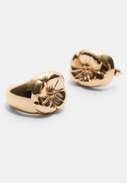 STRADIVARIUS Комплект из 2 объемных сережек-цветов, золотой