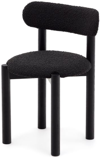 Nebai Стул из черной ткани букле и массива дуба с черной отделкой Испания La Forma