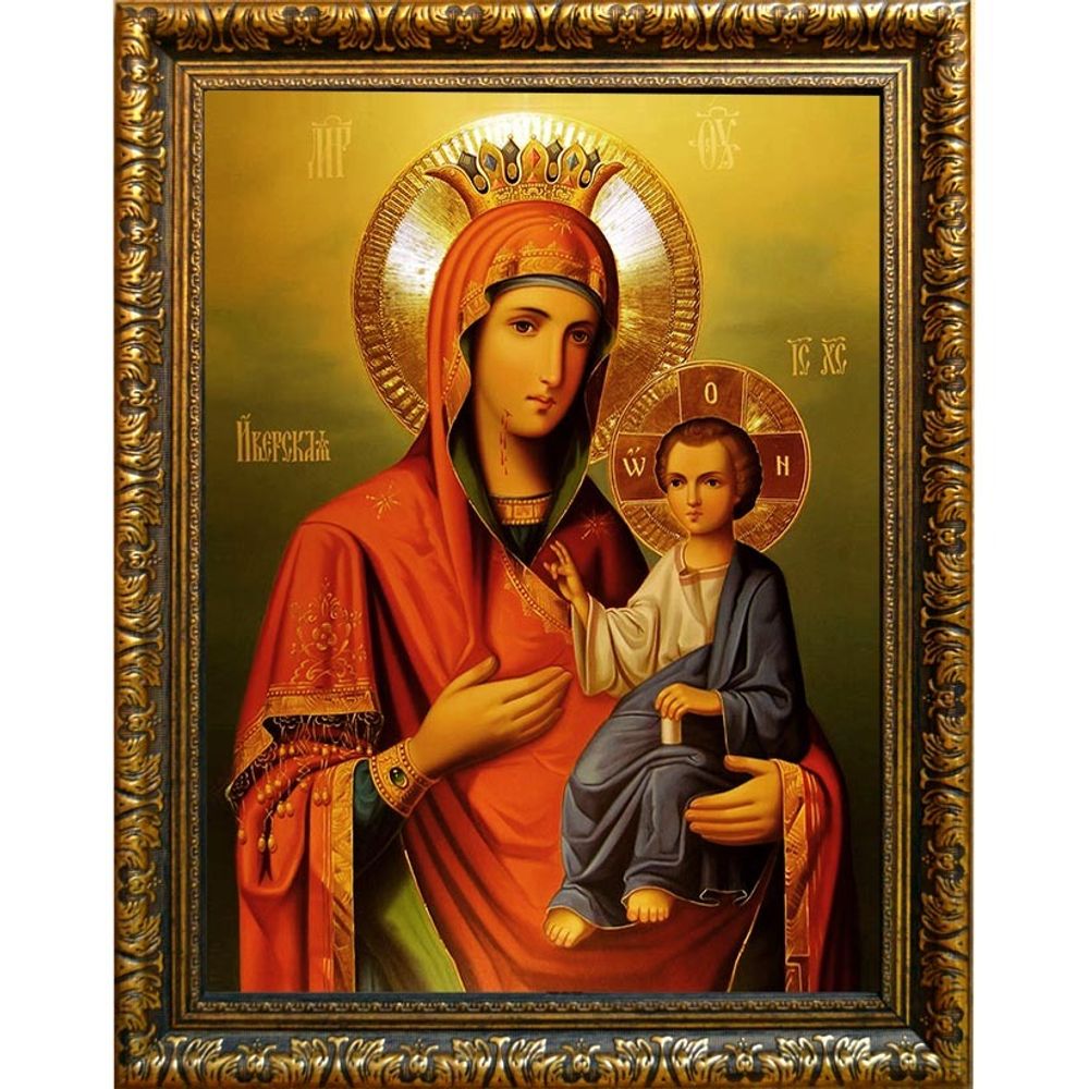 Иверская (Вратарница, Портатисса) икона Божьей Матери на холсте.
