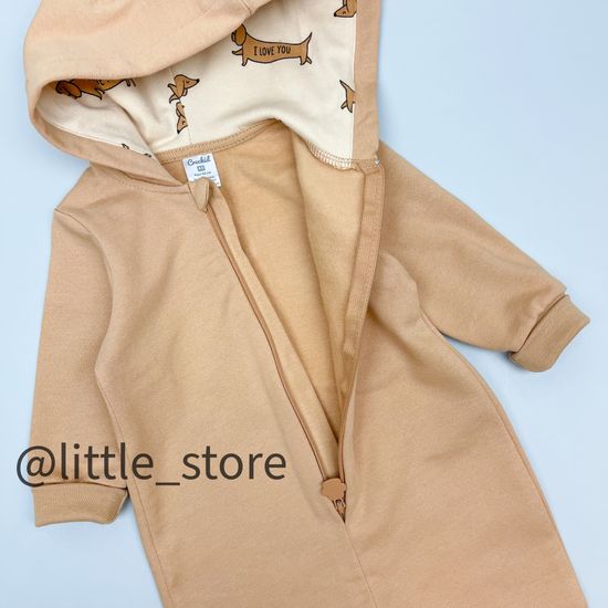 Комбинезон "Таксы" из футера с начесом, итальянский песок