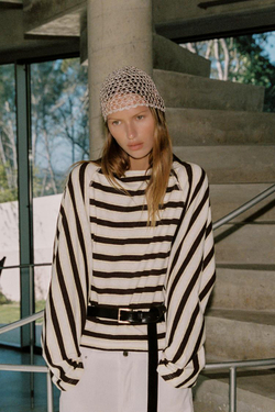 ZARA ФУТБОЛКА В ПОЛОСКУ ИЗ ХЛОПКА И ЛЬНА, ПОЛОСКИ