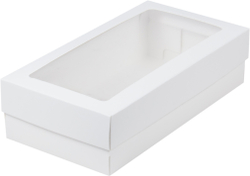 Коробка на 14 макаронс с окном 21 х 11 х 5,5 см, белая