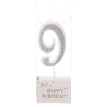 Свеча для торта Цифра Иллюзия «9» 9,5 см, серебро