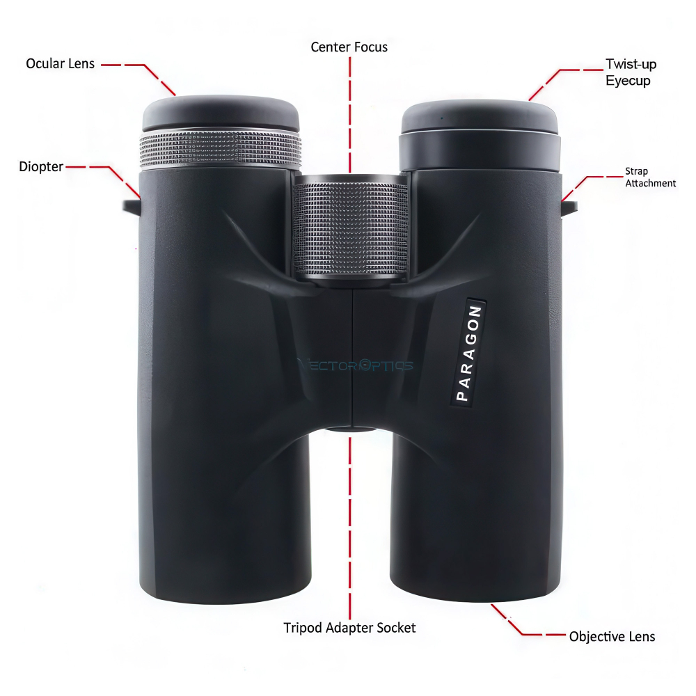 Бинокль Vector Optics Paragon 10x42 — поликарбонатный корпус с плотным ПВХ-покрытием