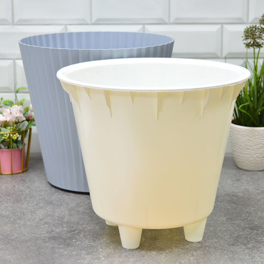 Горшок цветочный Sand 15,8л d320мм c дренажной вставкой, на колесиках, утренний туман