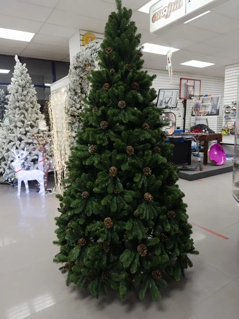 Ель с шишками «Снежная королева зелёная» (пвх) 120 см/ 1.2 м