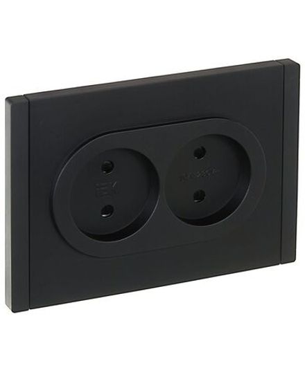Розетка 2-м СП FORTE&PIANO FP125 10А без заземл. защ. шторки безвинт. крепл. черн. IEK FP-R23-10-1-K02
