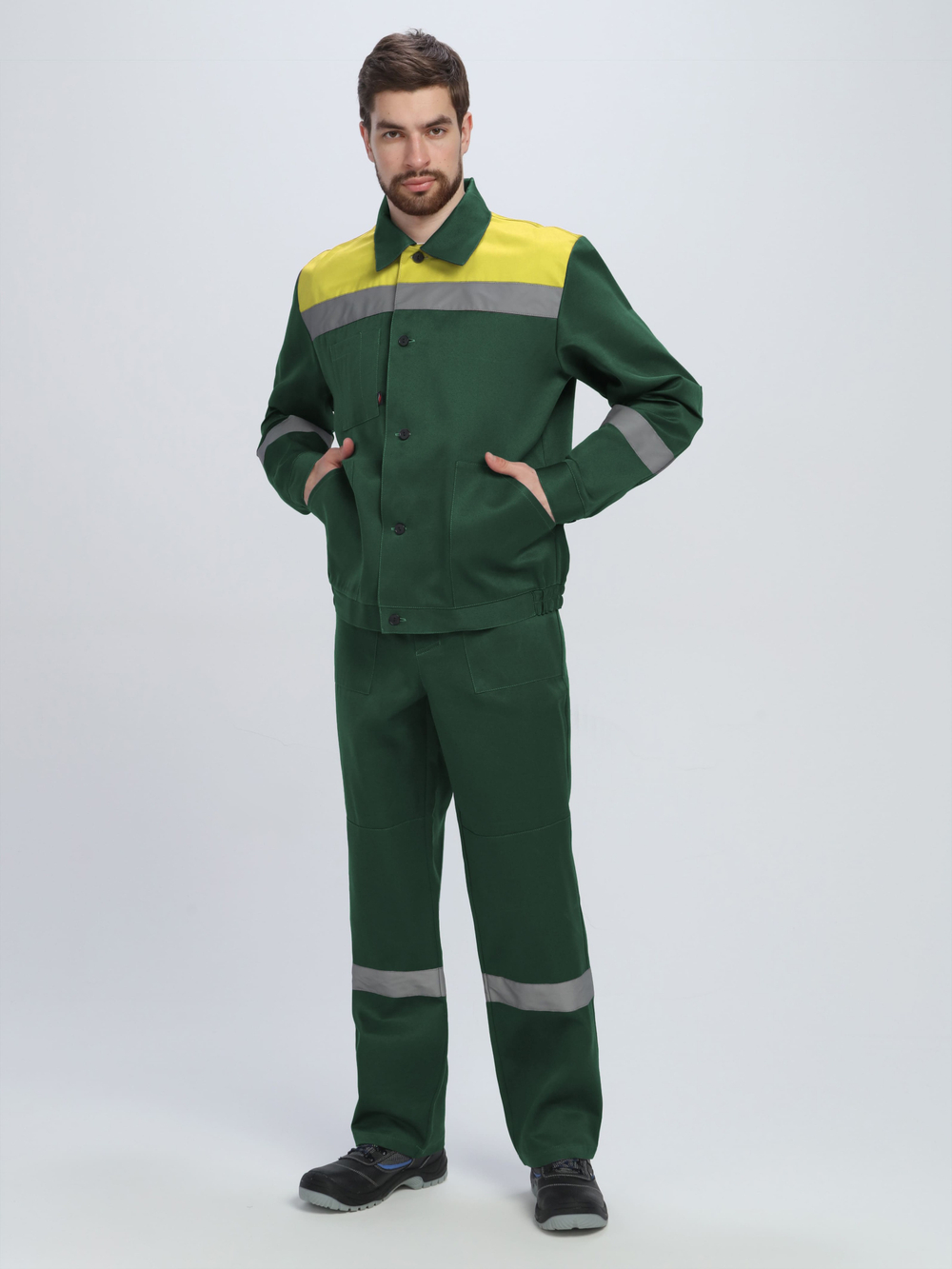 Костюм Лигор-2 СОП (тк.Смесовая,210) п/к, зеленый/желтый