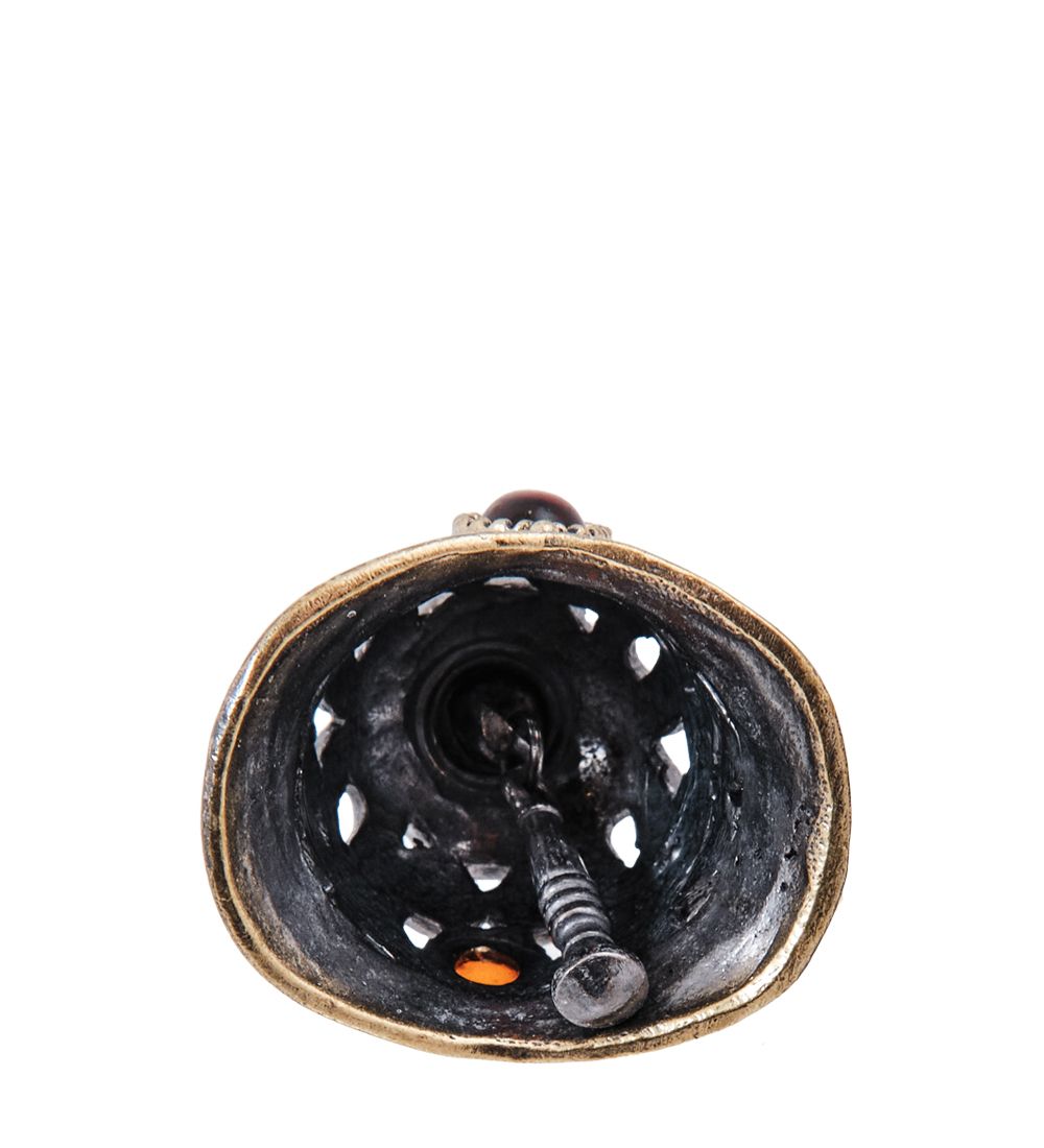 AM- 745 Колокольчик «Шлем Пикельхельм» (латунь, янтарь)