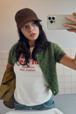 ZARA ТРИКОТАЖНАЯ КЕПКА С ЗАВЯЗКАМИ, КОРИЧНЕВЫЙ