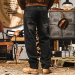 Мужские джинсы чёрного в американском классическом ретро-стиле, осенние свободные прямые брюки больших размеров, новые модные повседневные брюки для мужчин 2025 года