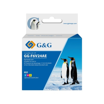 Картридж G&G, аналог HP (652) F6V24AE цветной (20ml)
