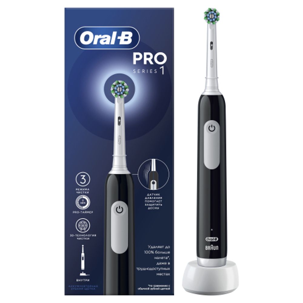 Электрическая зубная щетка ORAL-B Pro Series 1/D305.513.3 черная 3 режима тип 3791