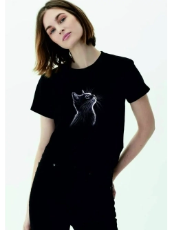 Футболка черная Котенок мечтатель