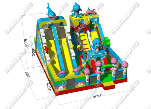 Коммерческий надувной батут "В глубинах моря" 11*8*6,5 м