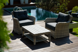 Набор из искусственного ротанга ВЕНЕЦИЯ: 2 кресла + кофейный столик (цвет: серый)