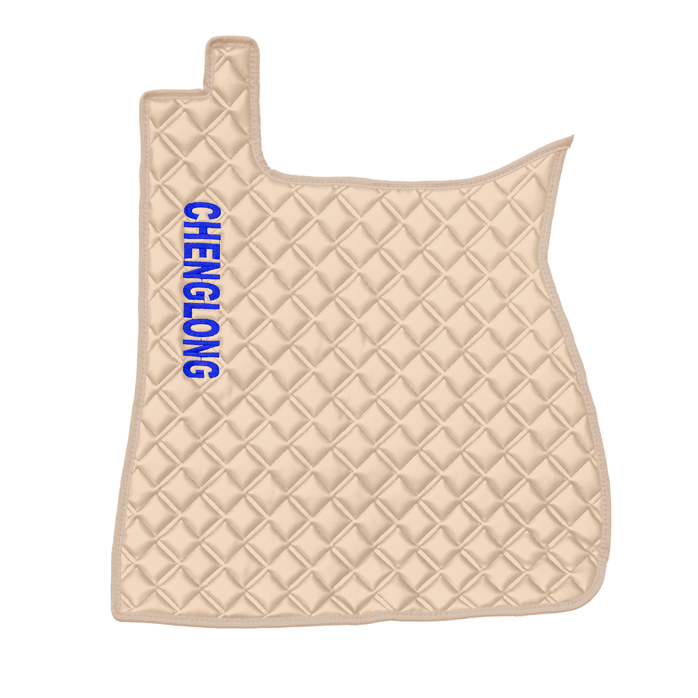 Ковры CHENGLONG (экокожа, бежевый, бежевый кант, синяя вышивка)