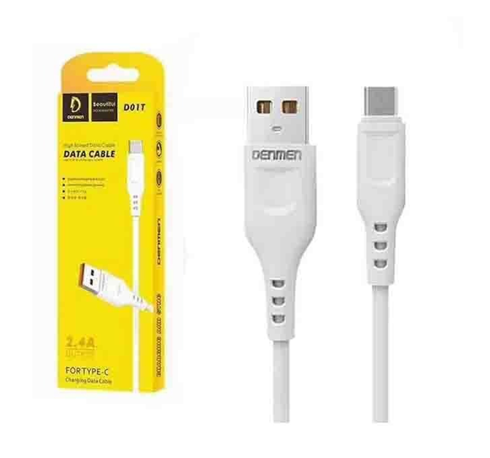 Кабель USB - TypeC DENMEN D01T (белый) 1м