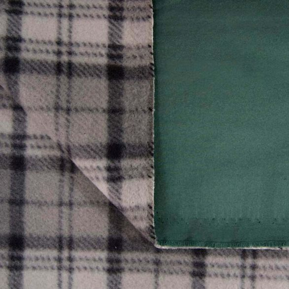 Ткань плащевая на флисе клетка, 270 гр/м2, 150 см, зелёный