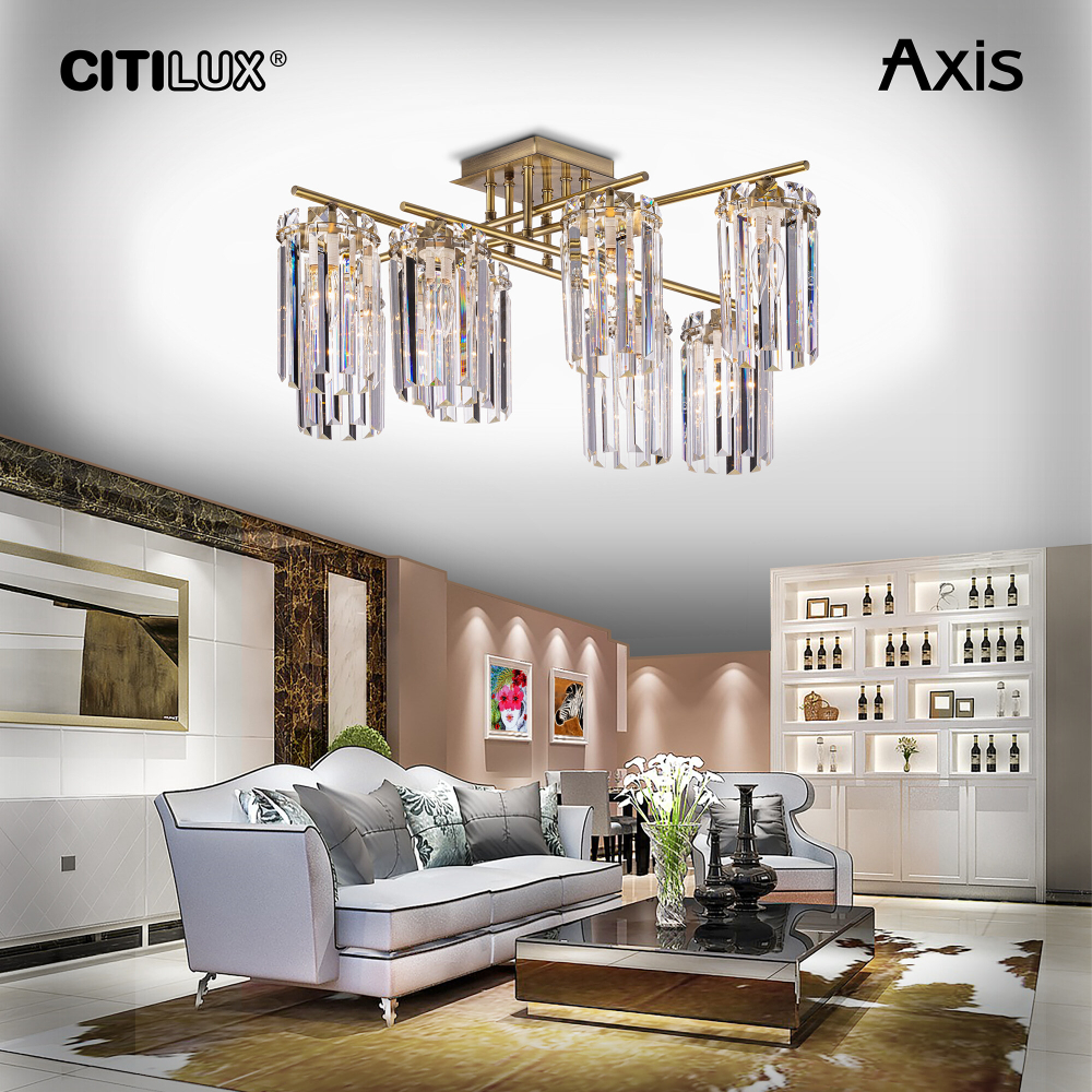 Citilux AXIS CL313283 Люстра хрустальная потолочная Бронза