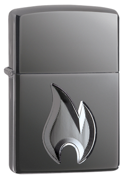Классическая американская бензиновая узкая зажигалка с покрытием Black Ice® из латуни ZIPPO 29928 в подарочной коробке