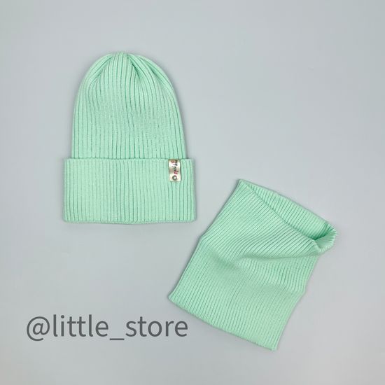 Шапка со снудом, Нежная мята